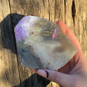 ☁️ aura coated moss agate crystal slab